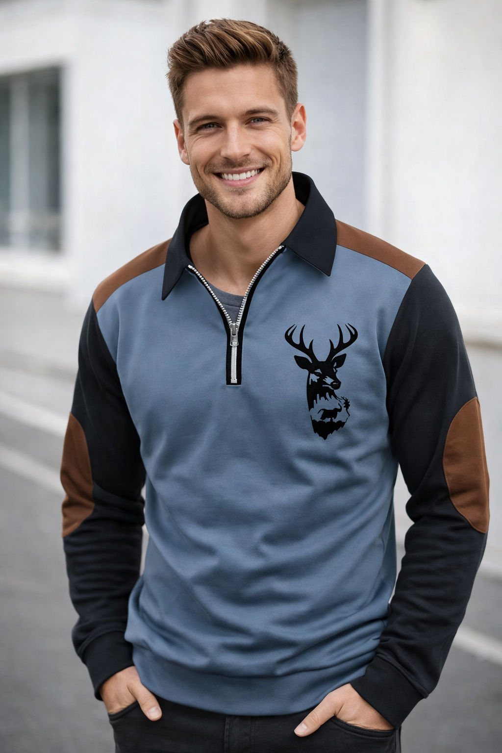Herren Strickpullover Langarm strukturiert in einem praktischen, vielseitigen Herbst
