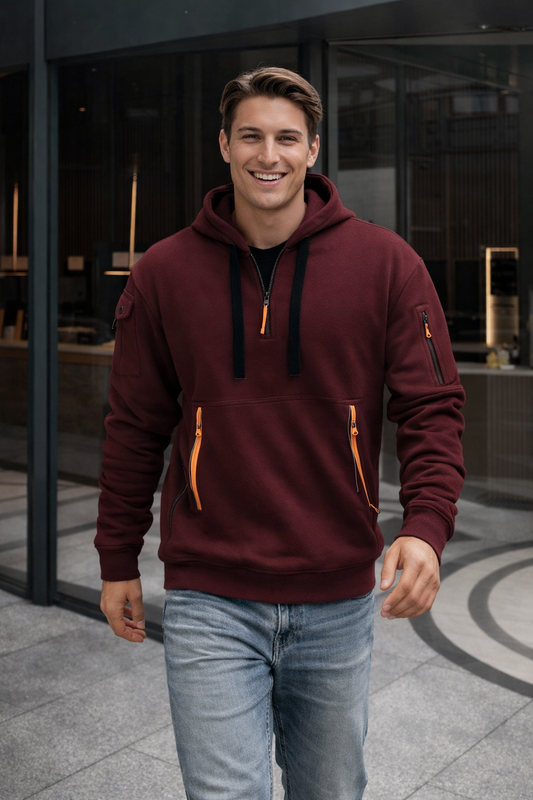 Herren Hoodie Kapuzenpullover Langarm locker bequem vielseitig