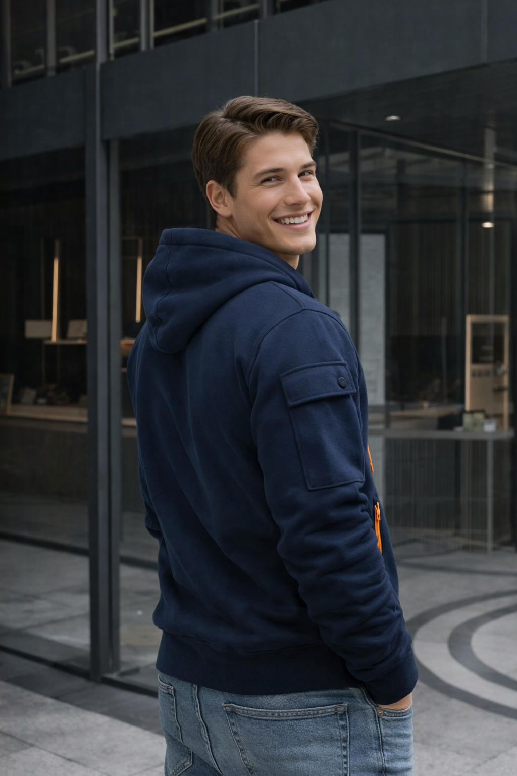 Herren Hoodie Kapuzenpullover Langarm locker bequem vielseitig