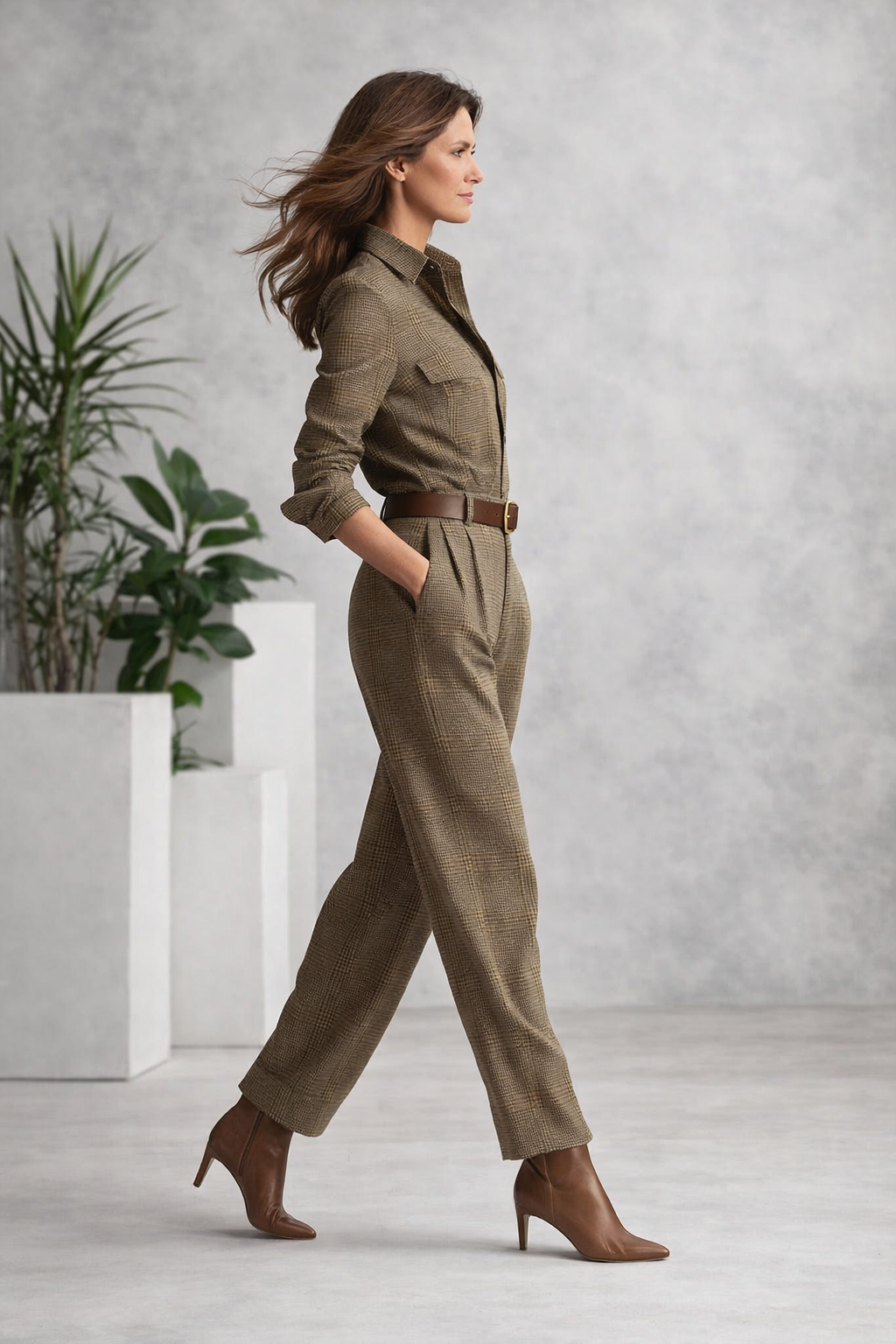 Damen Jumpsuit elegant, tailliert, Knöpfe, Taschen, bequeme Passform