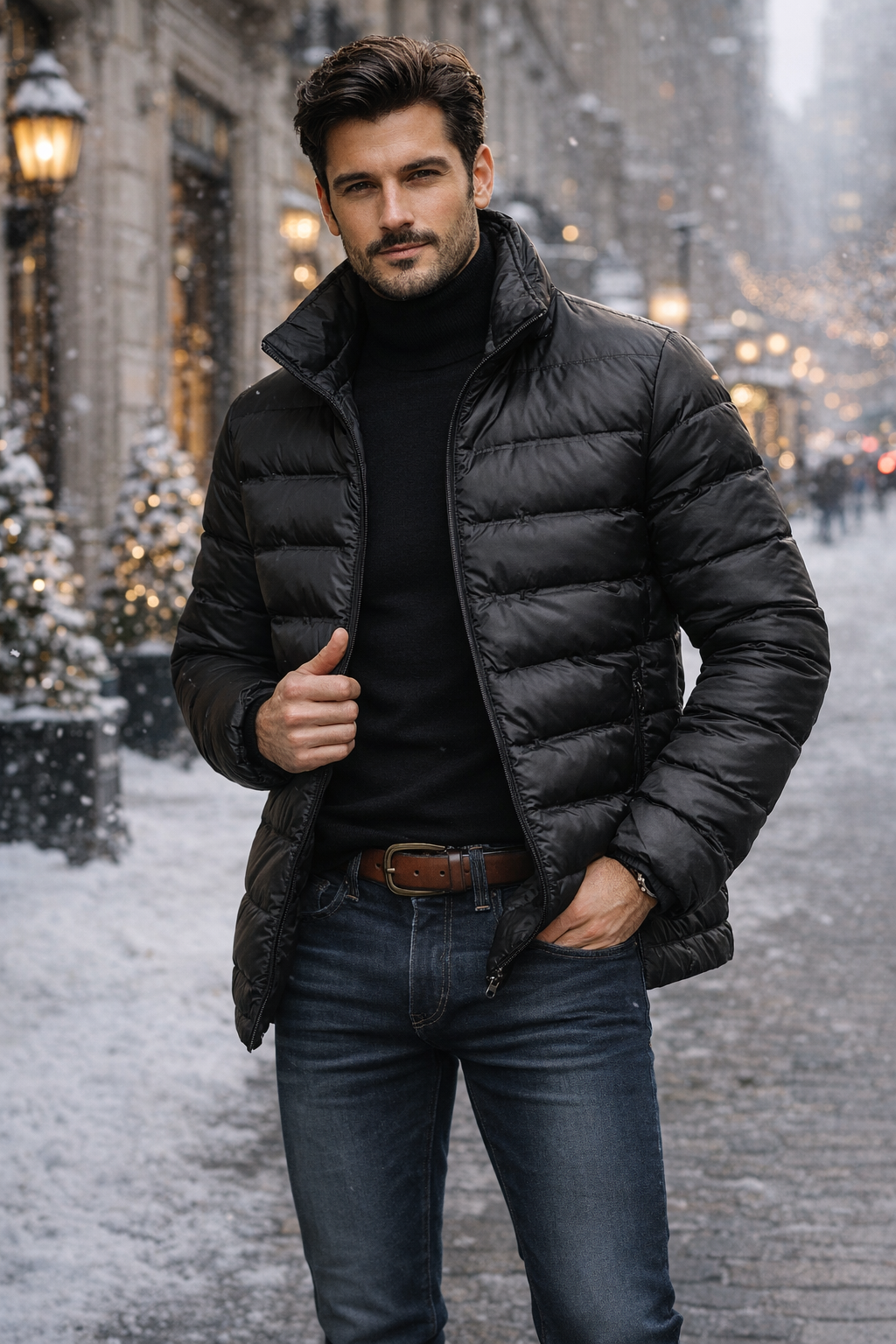 Herren Winterjacke Gefüttert Stehkragen Leicht Warm Komfort Alltag