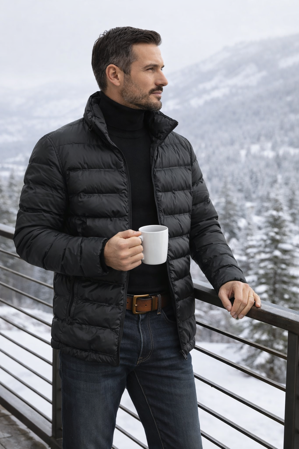 Herren Winterjacke Gefüttert Stehkragen Leicht Warm Komfort Alltag