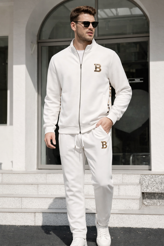 Herren Trainingsanzug kariert, Full-Zip Jacke, Jogginghose mit Kordelzug, bequeme Passform