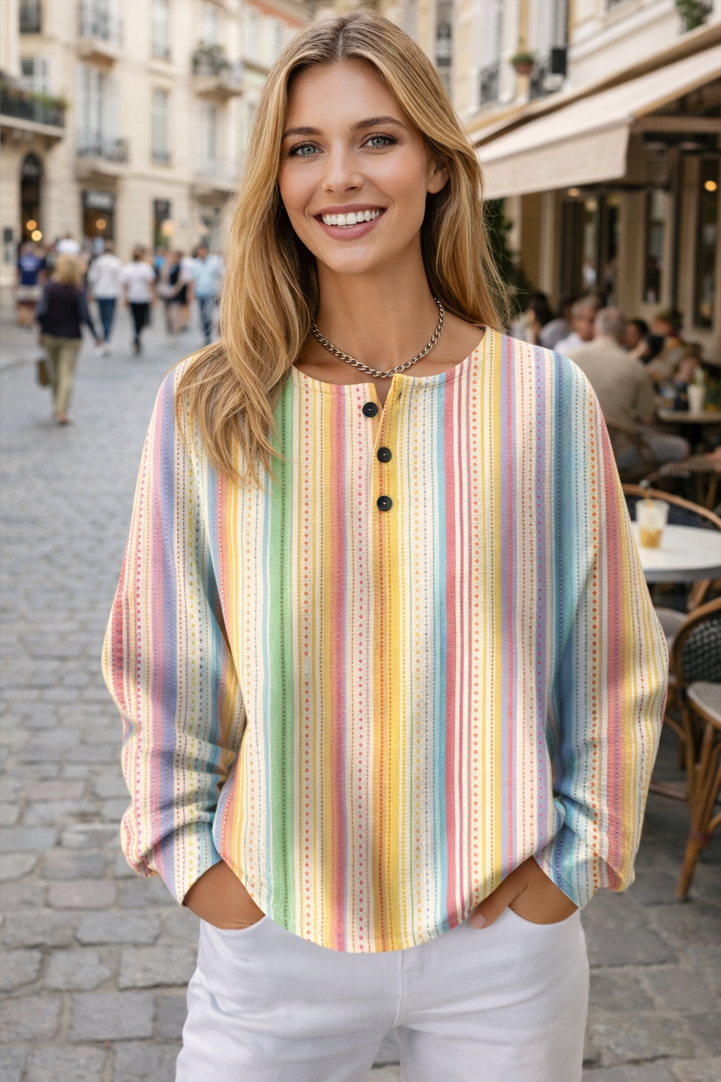 Damen Pullover Waffelstrick Langarm warme lockere bequeme weiche Passform