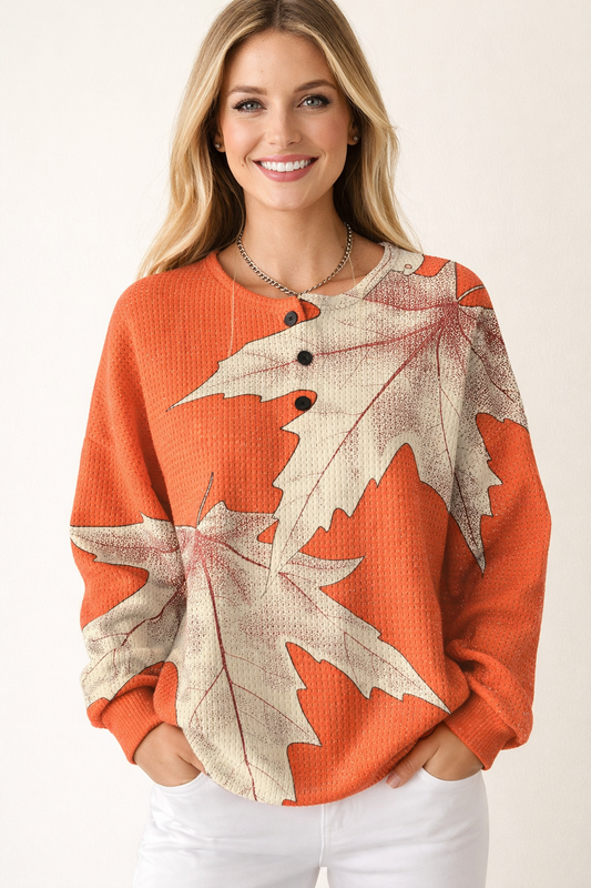 Damen Pullover Waffelstrick Langarm warme lockere bequeme weiche Passform