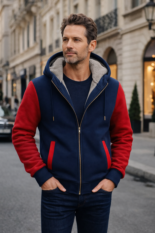 Herren Kapuzenjacke normale Passform Reißverschluss bequem warm Rippbündchen Alltag