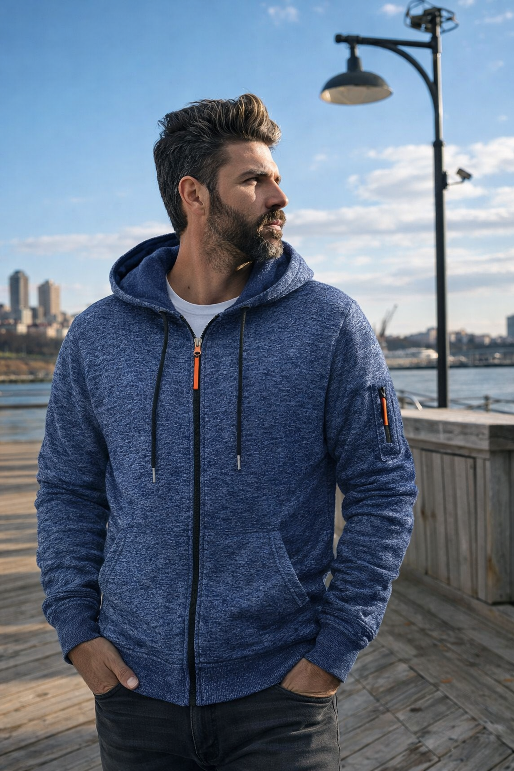 Herren Fleecejacke Reißverschluss warme weiche bequeme normale Passform