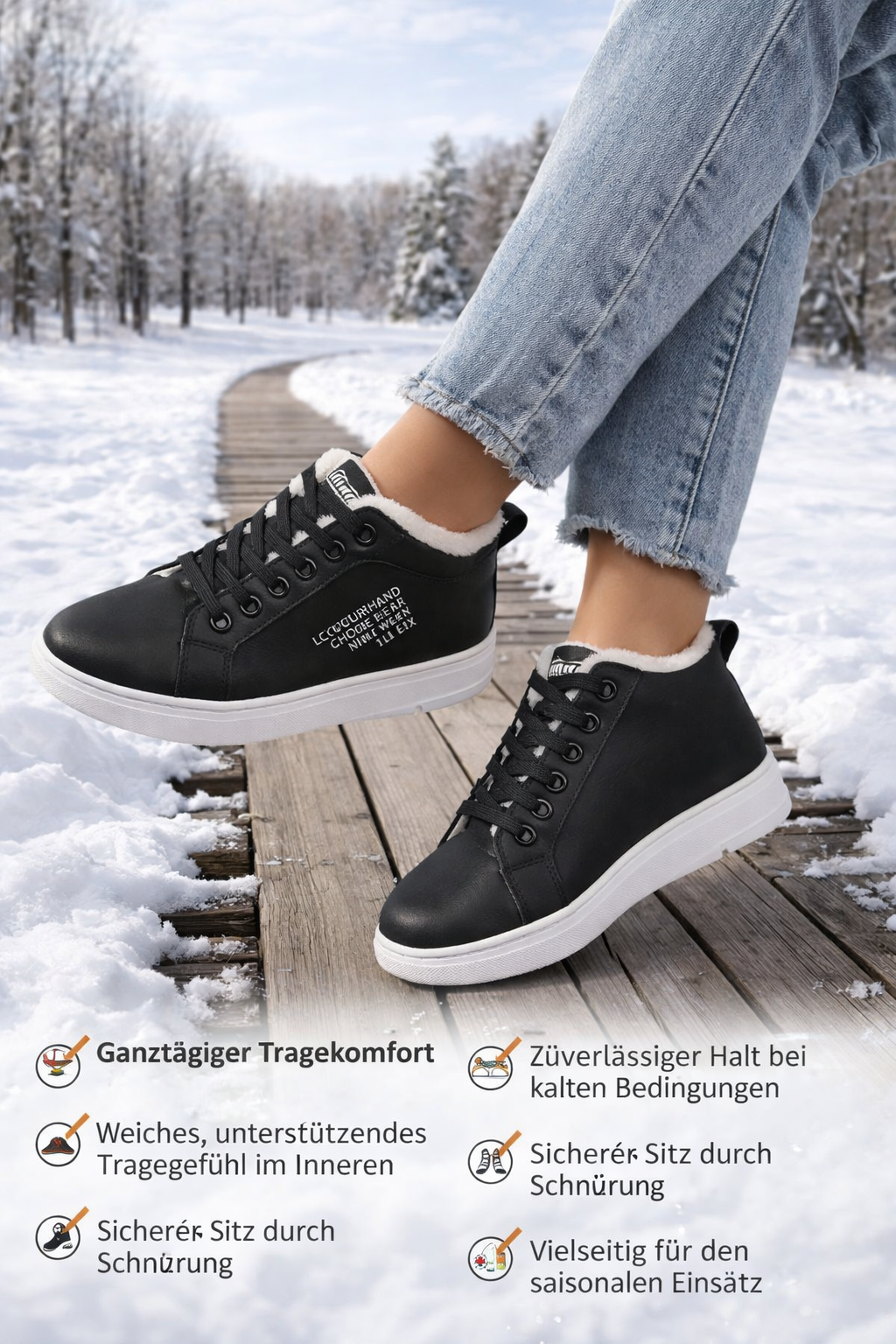 Damen Winter Turnschuhe gefüttert Schnürung rutschfeste warme bequeme Passform