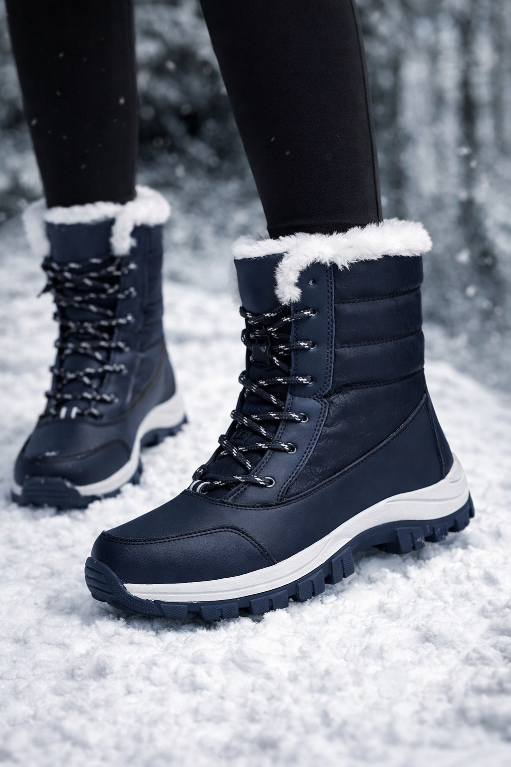 Damen Winterstiefel wasserdicht rutschfest gefüttert solide warme Mikrofaser