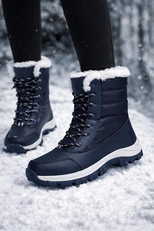 Damen Winterstiefel wasserdicht rutschfest gefüttert solide warme Mikrofaser