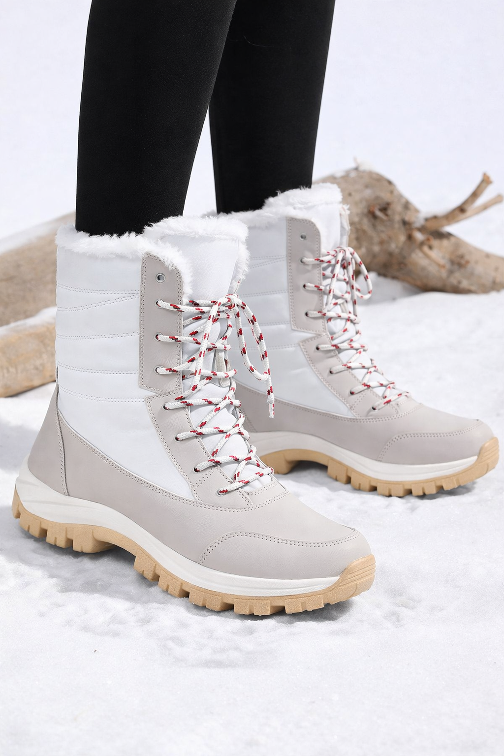 Damen Winterstiefel wasserdicht rutschfest gefüttert solide warme Mikrofaser
