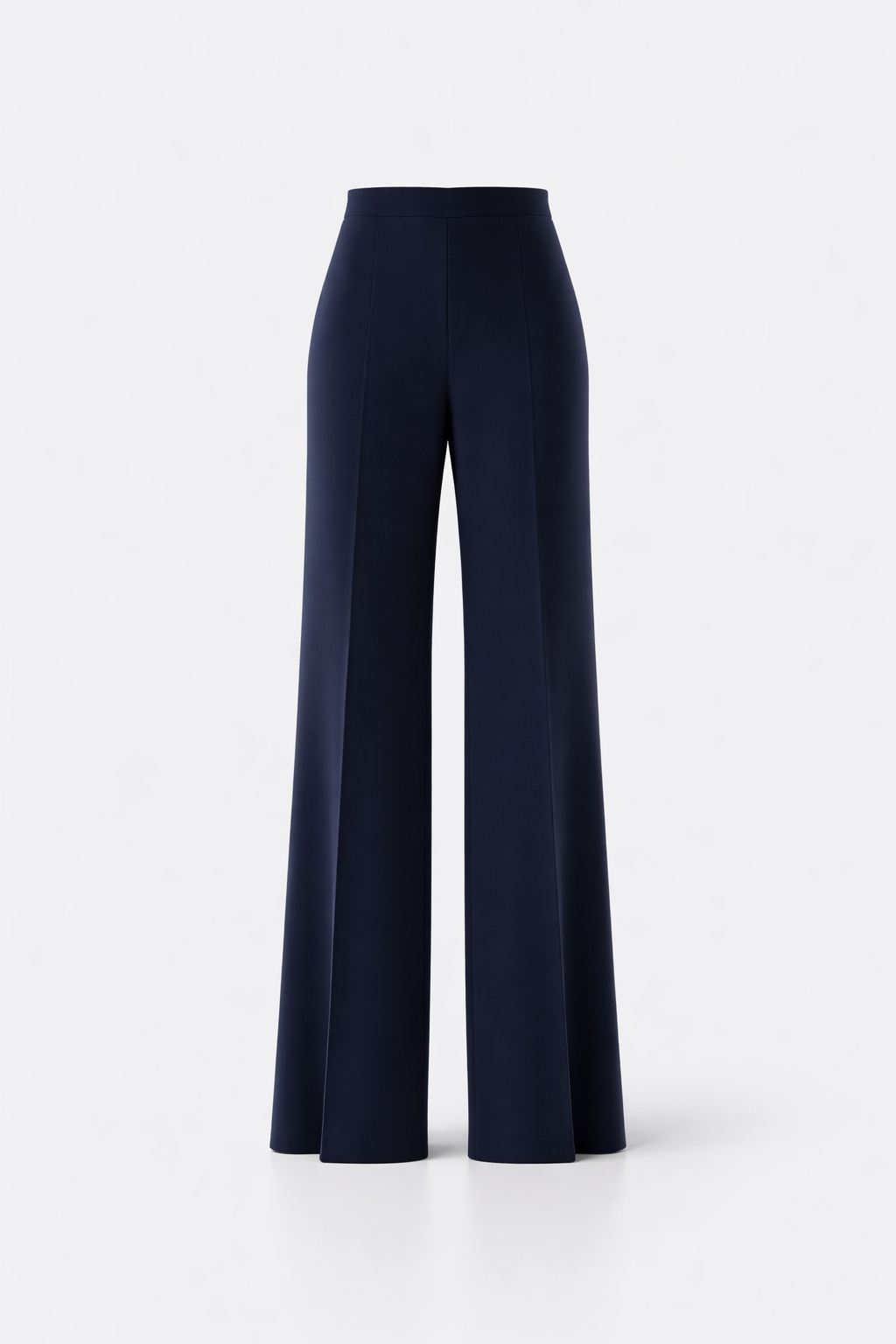 Damenhose hohe Taille weites Bein Bügelfalten, Stretch elegante Passform