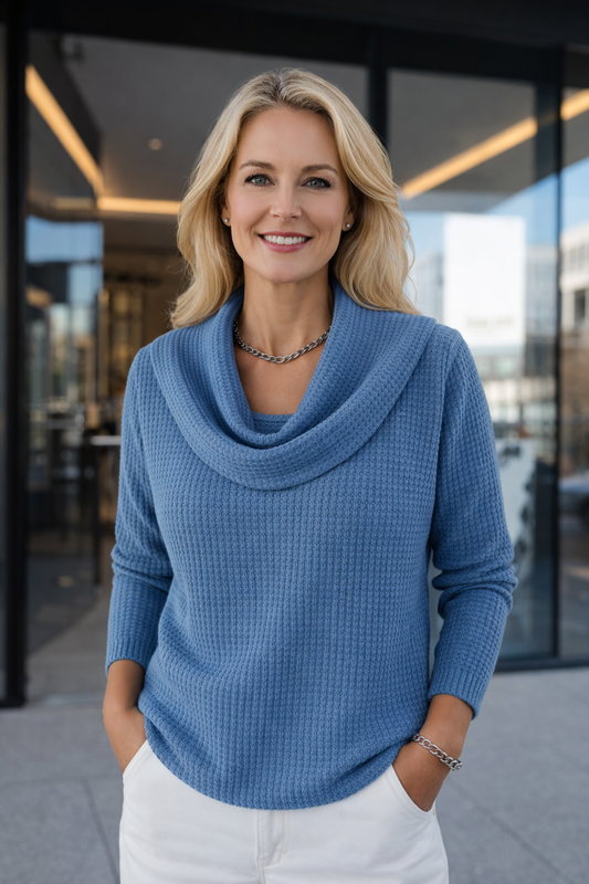 Damen Pullover Waffelstruktur aus Wasser