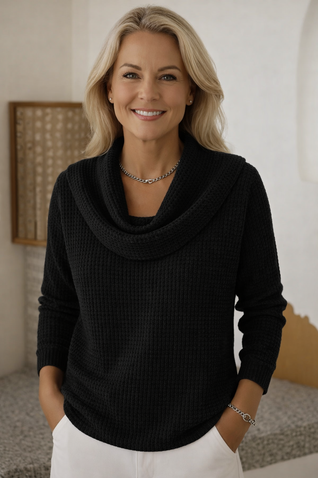 Damen Pullover Waffelstruktur aus Wasser