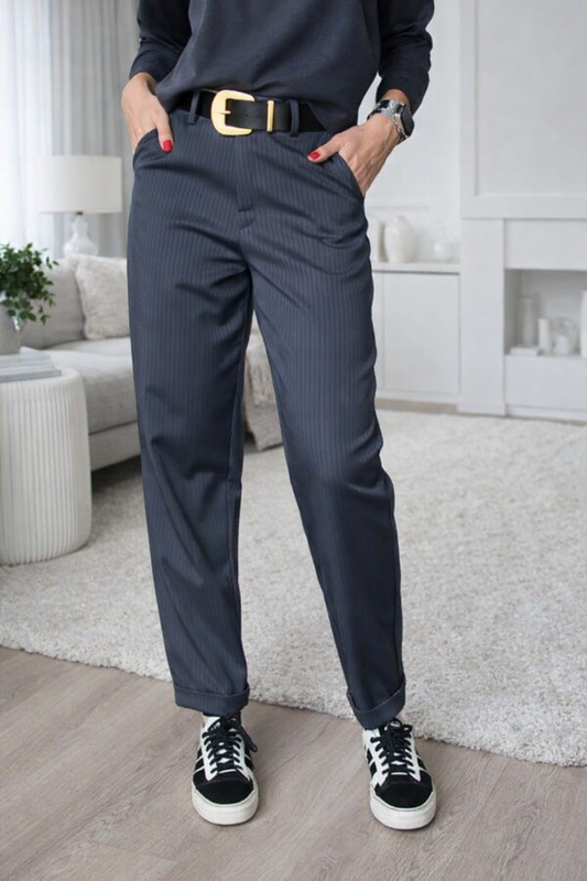 Damenhose hohe Taille gerade Passform elegant atmungsaktiv, knitterarm