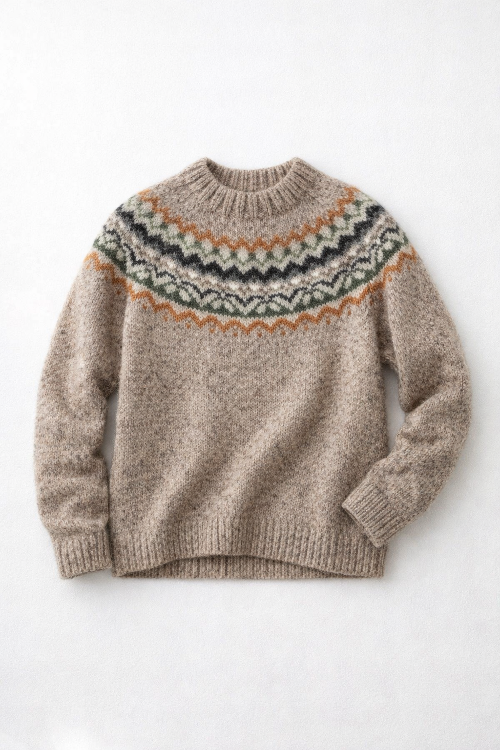 Damen Strickpullover nordisches Muster locker geschnitten warm bequem langarm