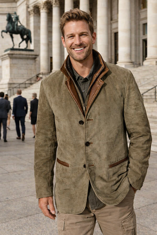 Herren Lederjacke Biker Stil Used Look tailliert Reverskragen asymmetrischer Reißverschluss