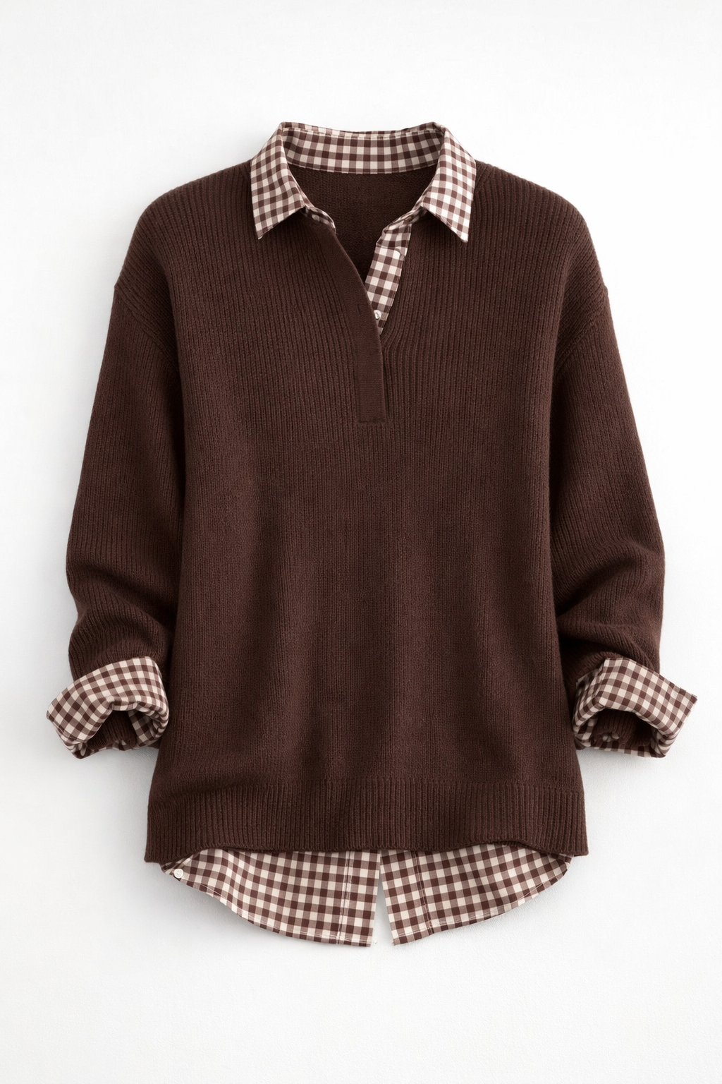 Damen Pullover Plaid bequeme Standard Passform elegant heiß