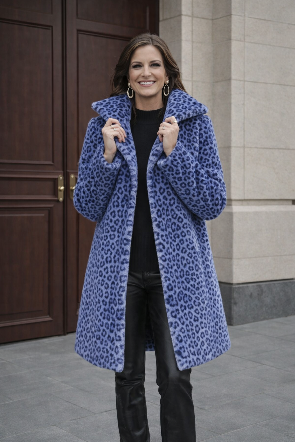 Damen Midijacke Leopardenmuster