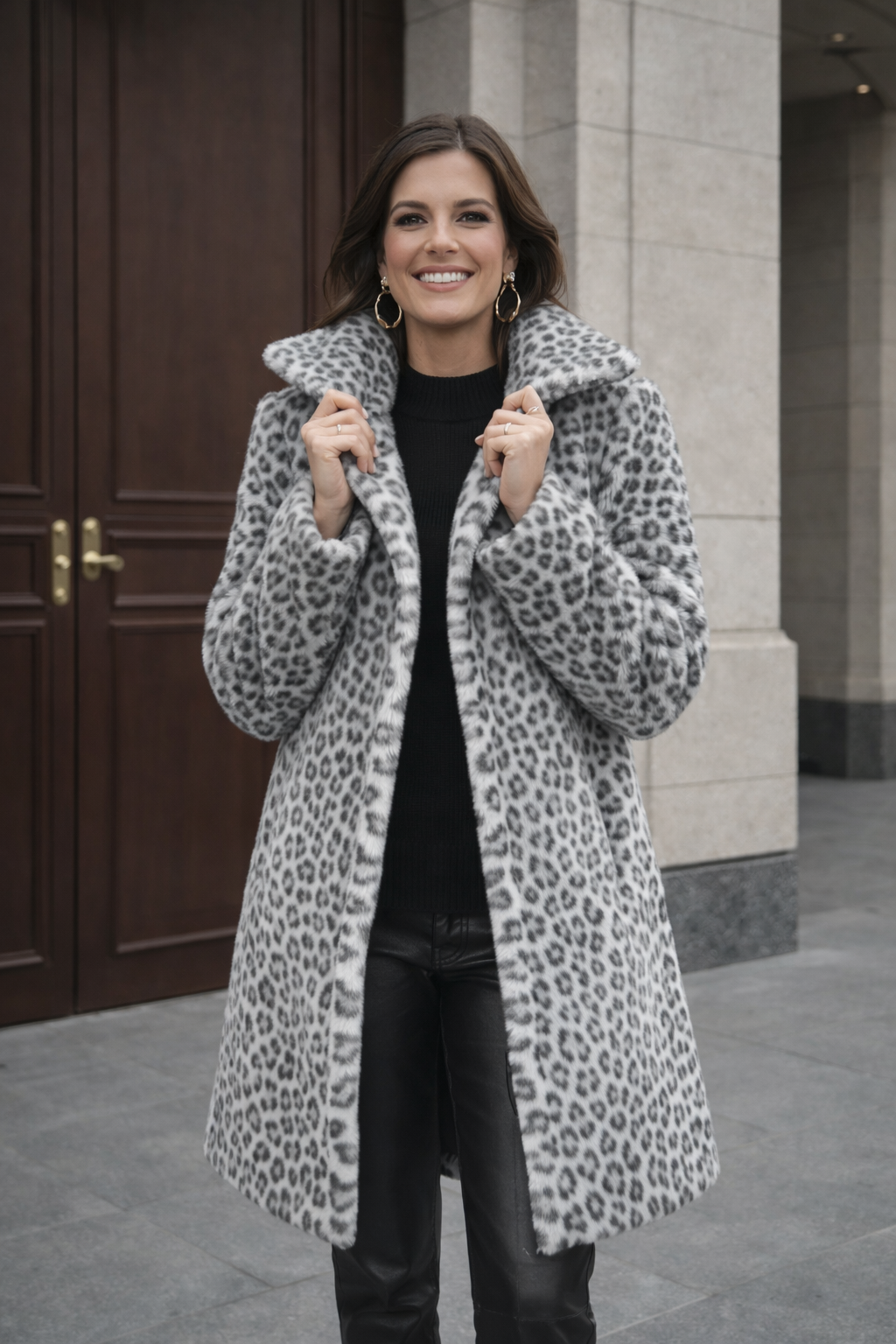 Damen Midijacke Leopardenmuster