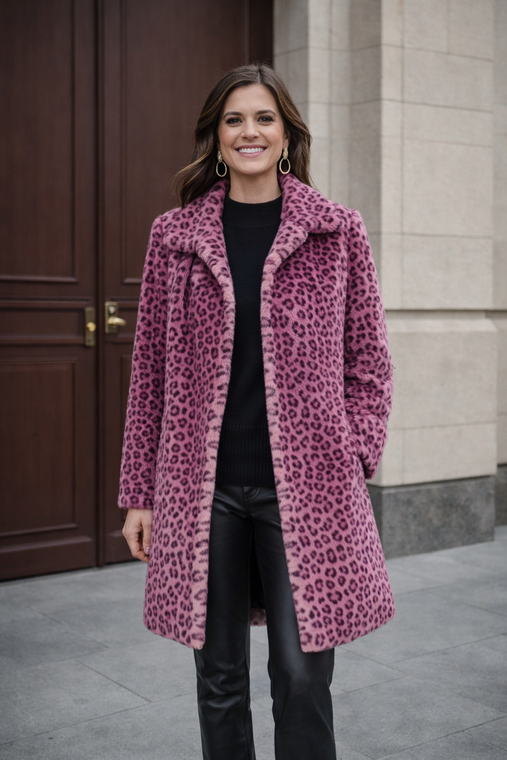 Damen Midijacke Leopardenmuster
