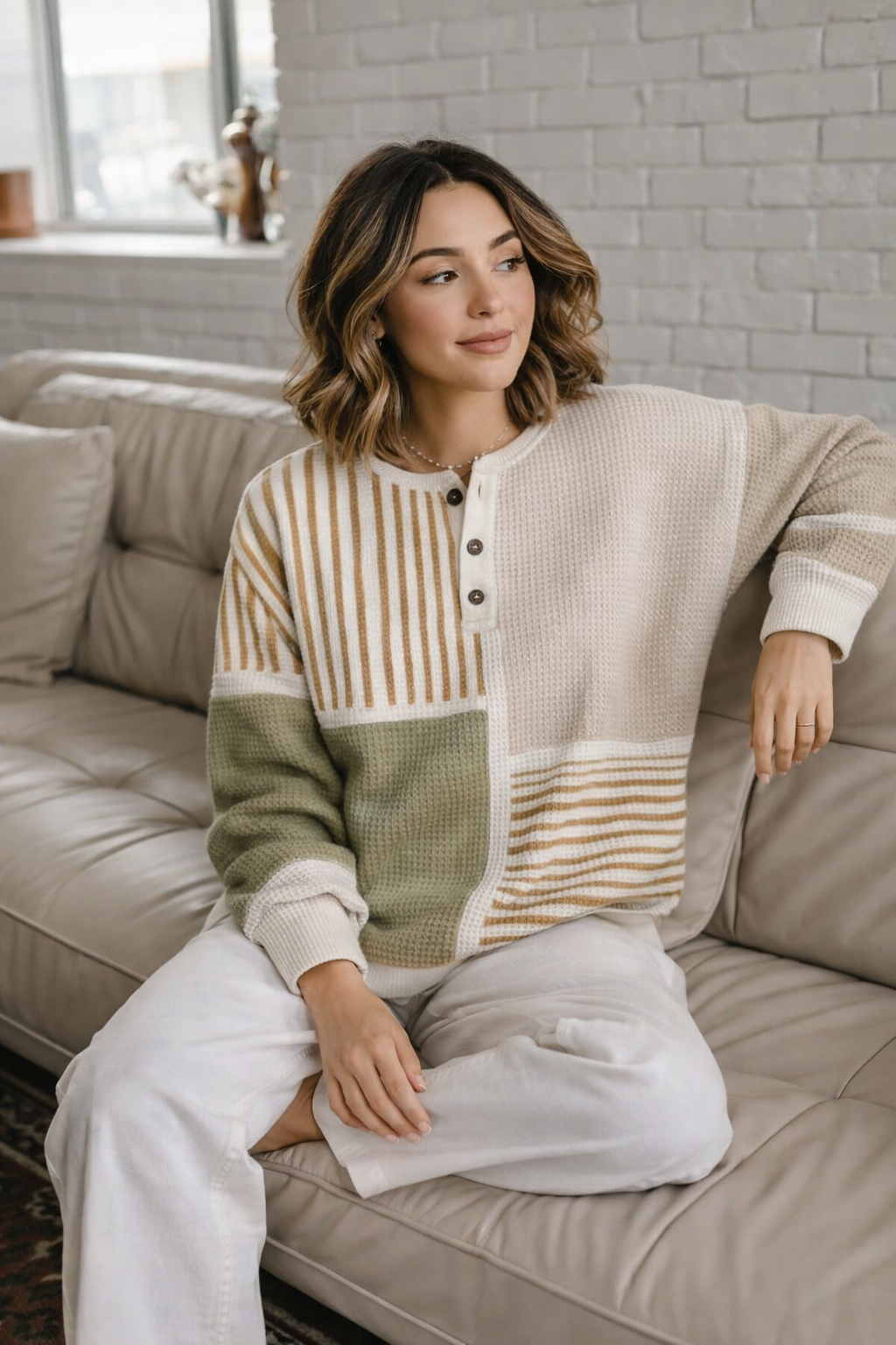 Damen Sweatshirt mit Muster, locker geschnitten, weich, atmungsaktiv