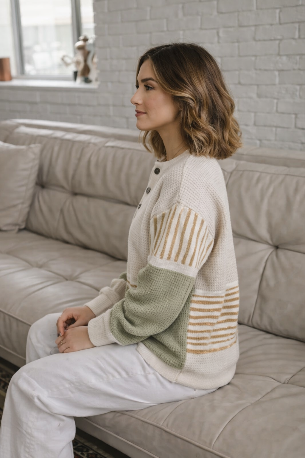 Damen Sweatshirt mit Muster, locker geschnitten, weich, atmungsaktiv