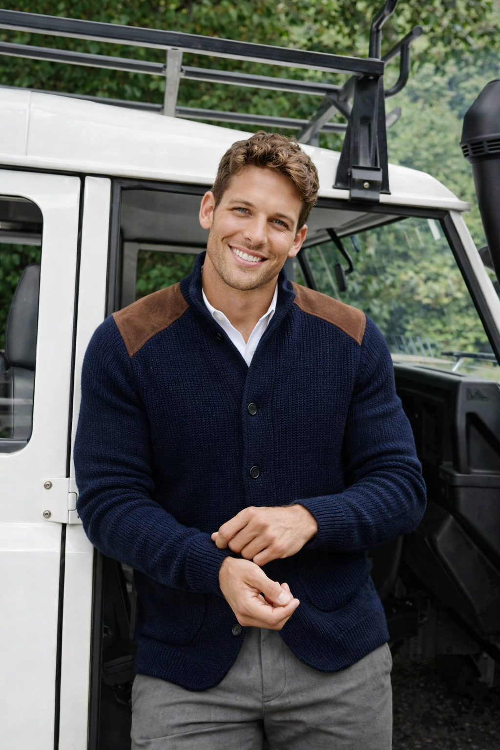 Herren Blazer Strickoptik, strukturiert, bequem, klassische Passform, Taschen