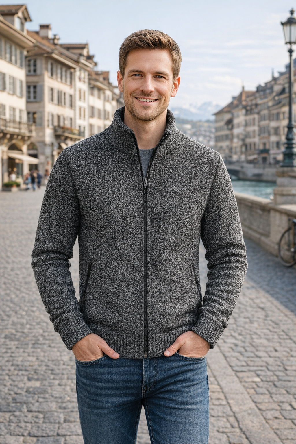 Damen Fleecejacke mit Stehkragen Reißverschluss Langarm
