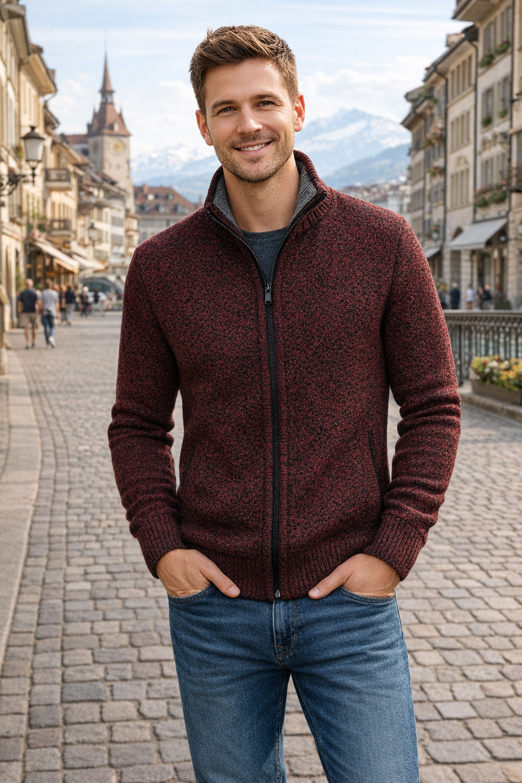 Damen Fleecejacke mit Stehkragen Reißverschluss Langarm