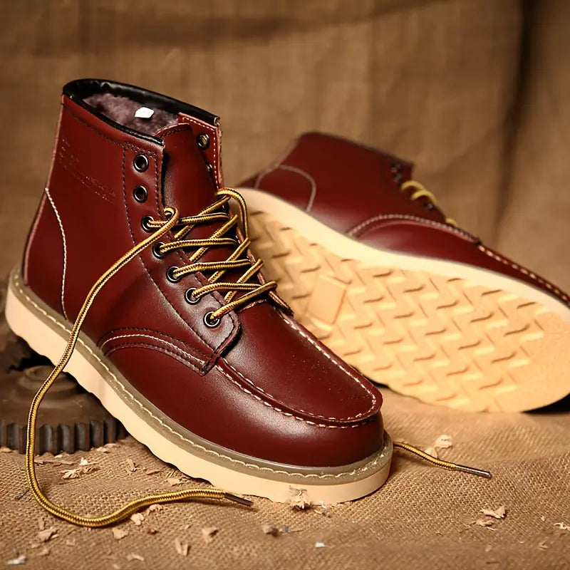 Herren Retro Stiefel gefüttert warm knöchelhoch komfortabel rutschfeste Sohle