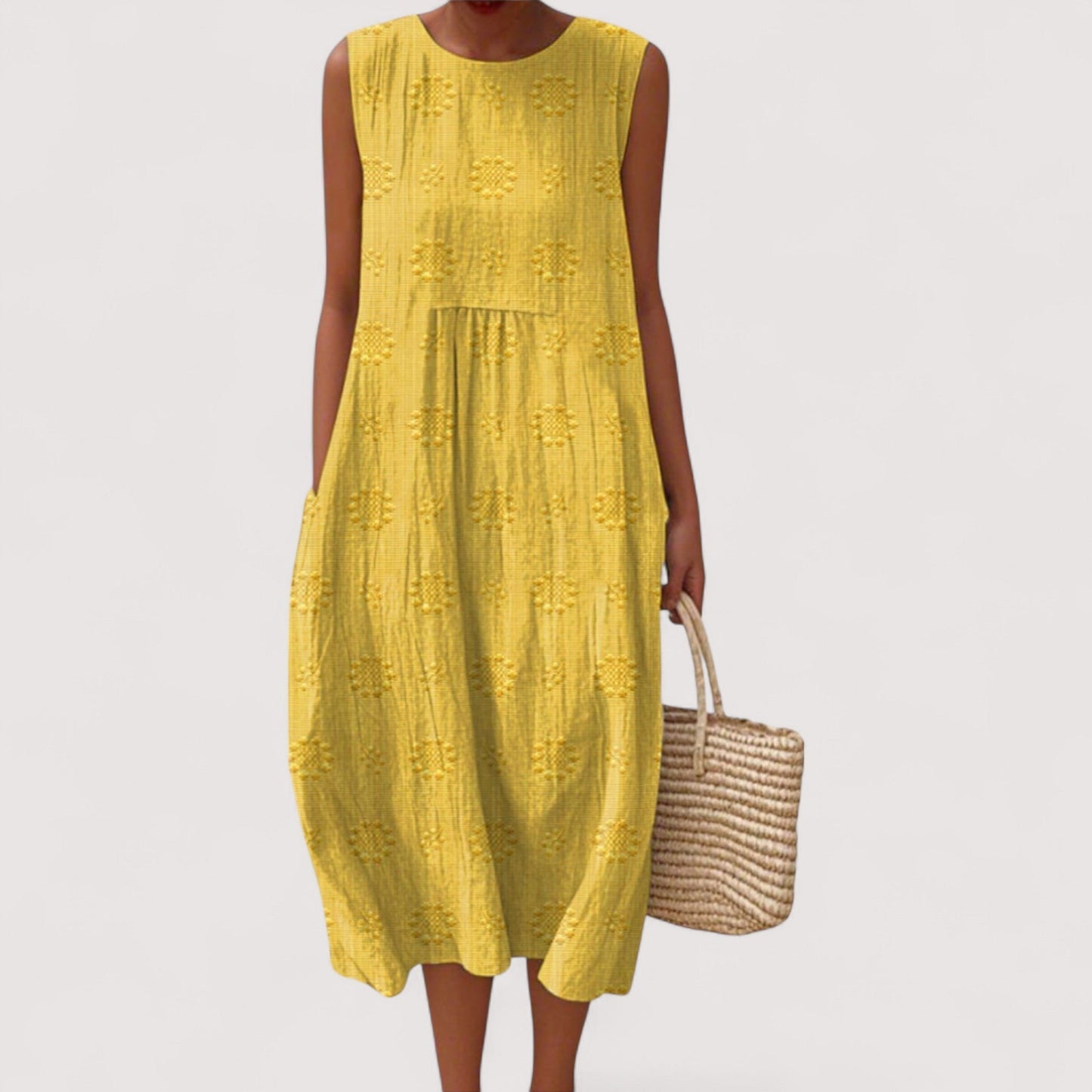 Damen Kleid ärmellos Blumenmuster locker geschnitten leicht atmungsaktiv bequeme Passform Sommer