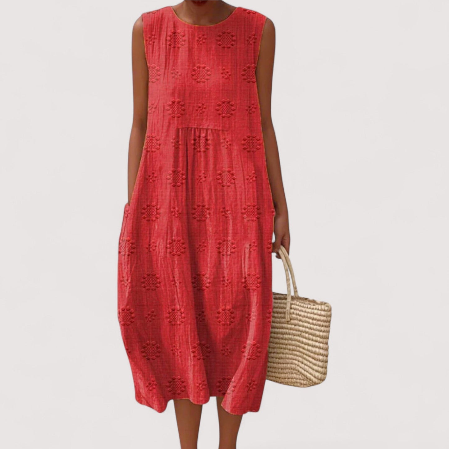Damen Kleid ärmellos Blumenmuster locker geschnitten leicht atmungsaktiv bequeme Passform Sommer