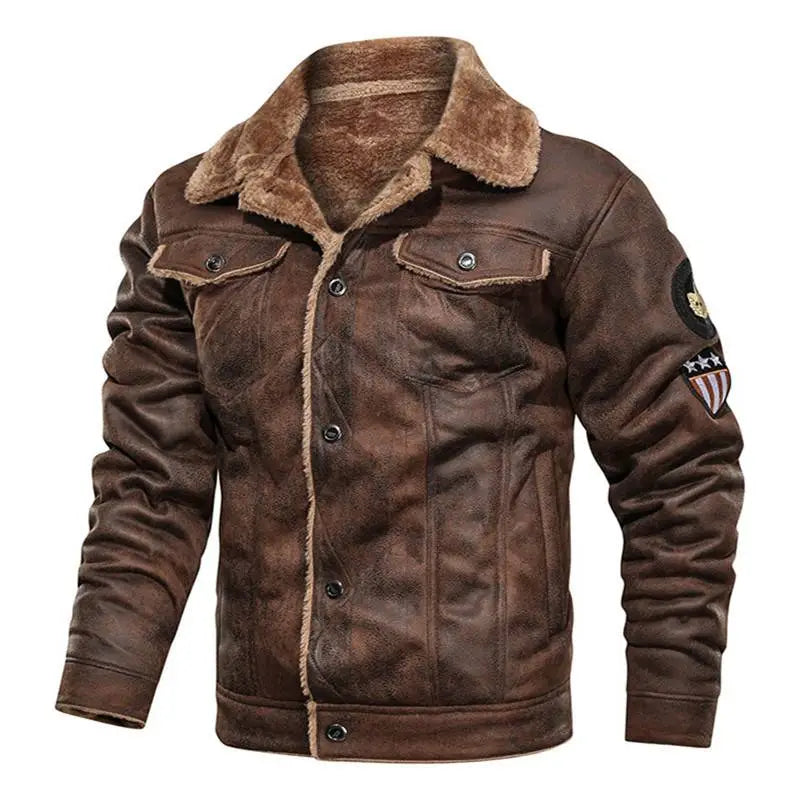 Herren Winterjacke Kunstfell warm gefüttert langarm einfarbig Freizeitjacke