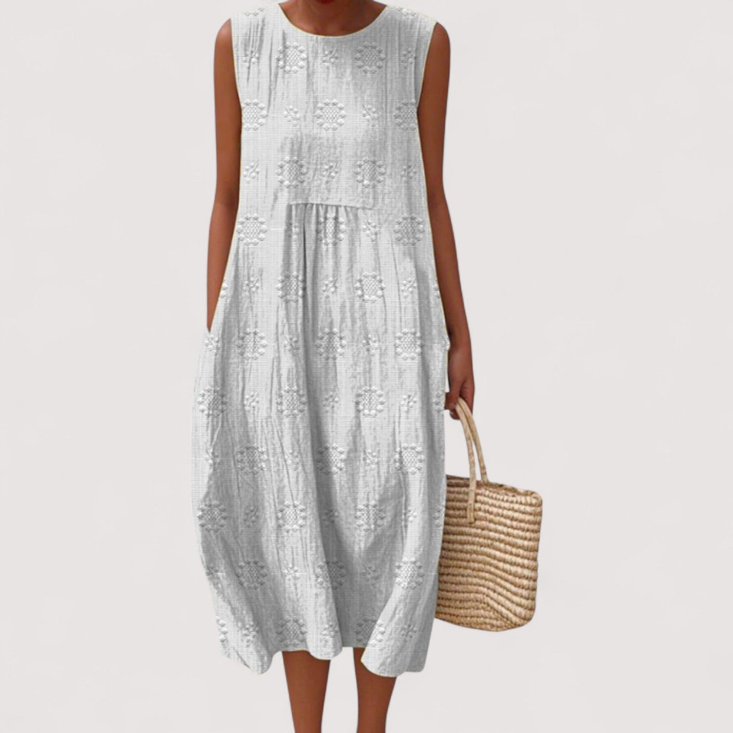 Damen Kleid ärmellos Blumenmuster locker geschnitten leicht atmungsaktiv bequeme Passform Sommer