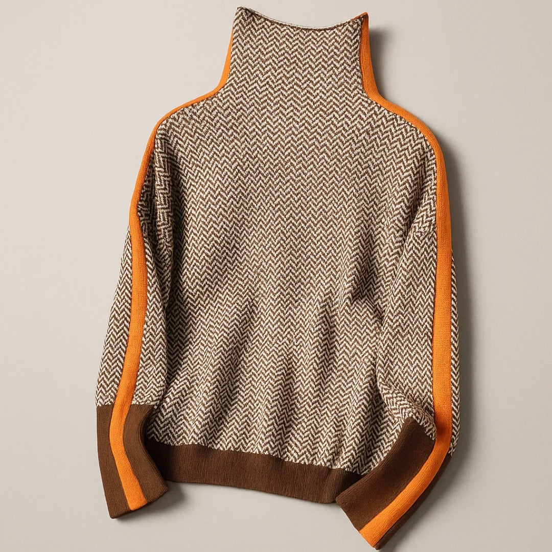 Damen Pullover Stehkragen gestreift bequeme weiche warme moderne Passform