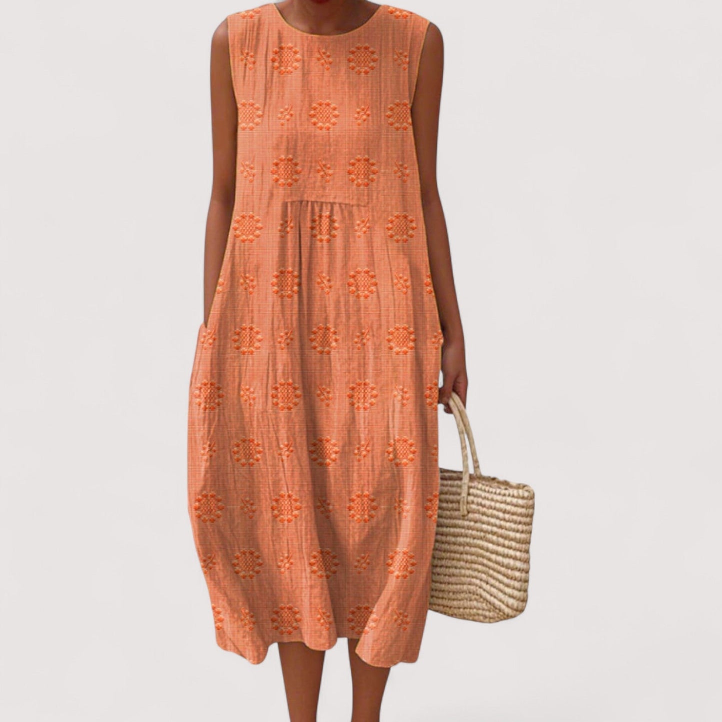 Damen Kleid ärmellos Blumenmuster locker geschnitten leicht atmungsaktiv bequeme Passform Sommer