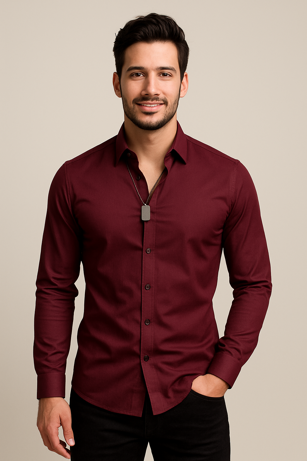 WILHELM | Herren Langarmhemd mit Stretch für Büro und Alltag
