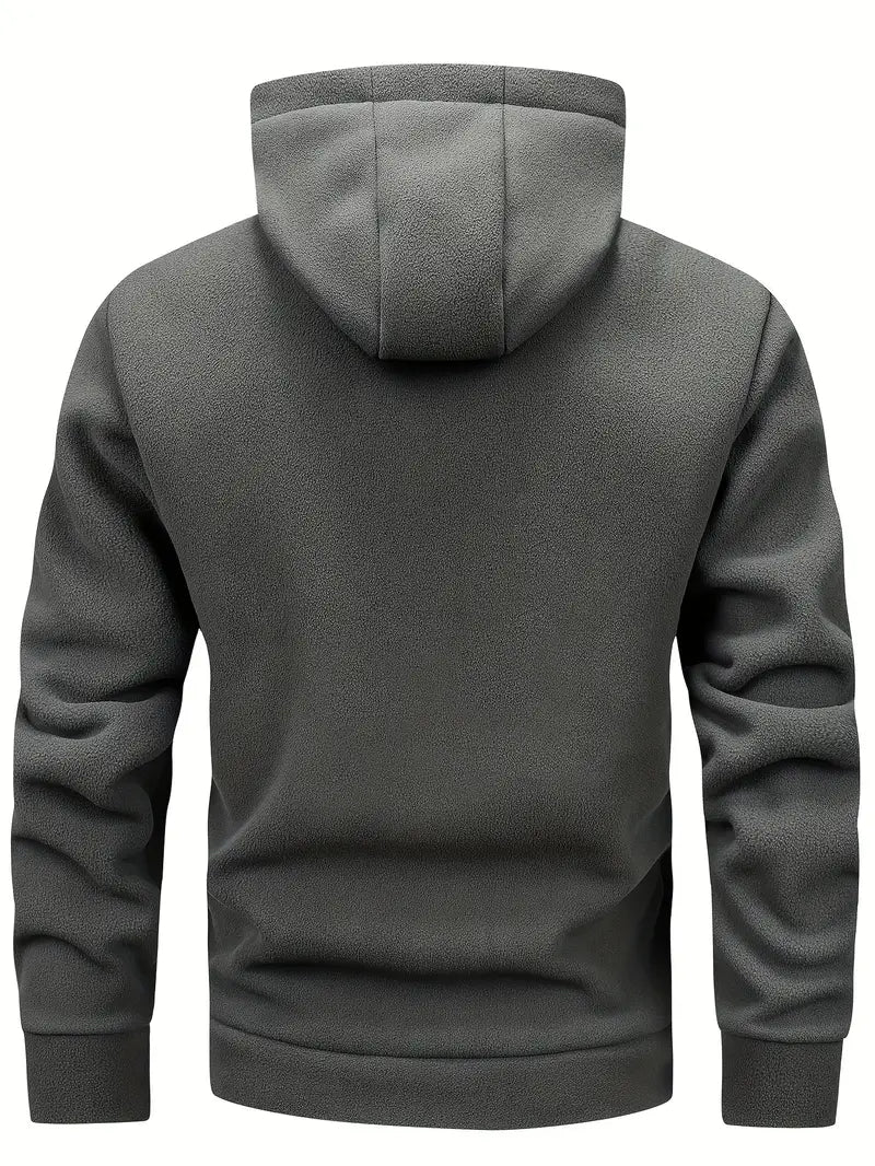 Herren Kapuzenpullover Reißverschluss Fleece Regular Fit Langarm Kängurutaschen Freizeit Hoodie warm