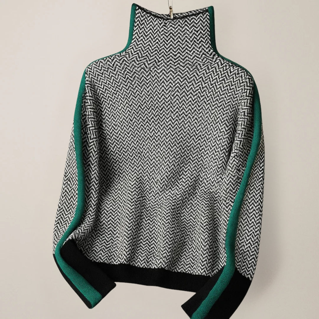Damen Pullover Stehkragen gestreift bequeme weiche warme moderne Passform