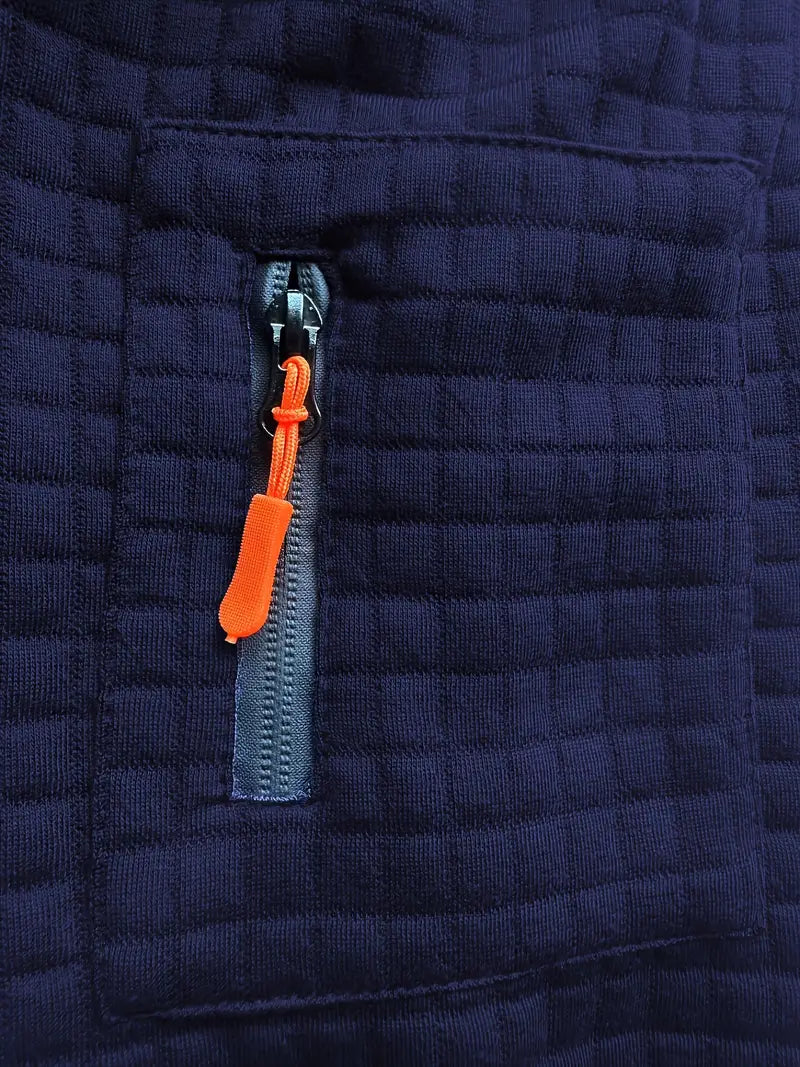 Herren Langarm Polo strukturierte Ärmeltasche Reißverschluss bequem