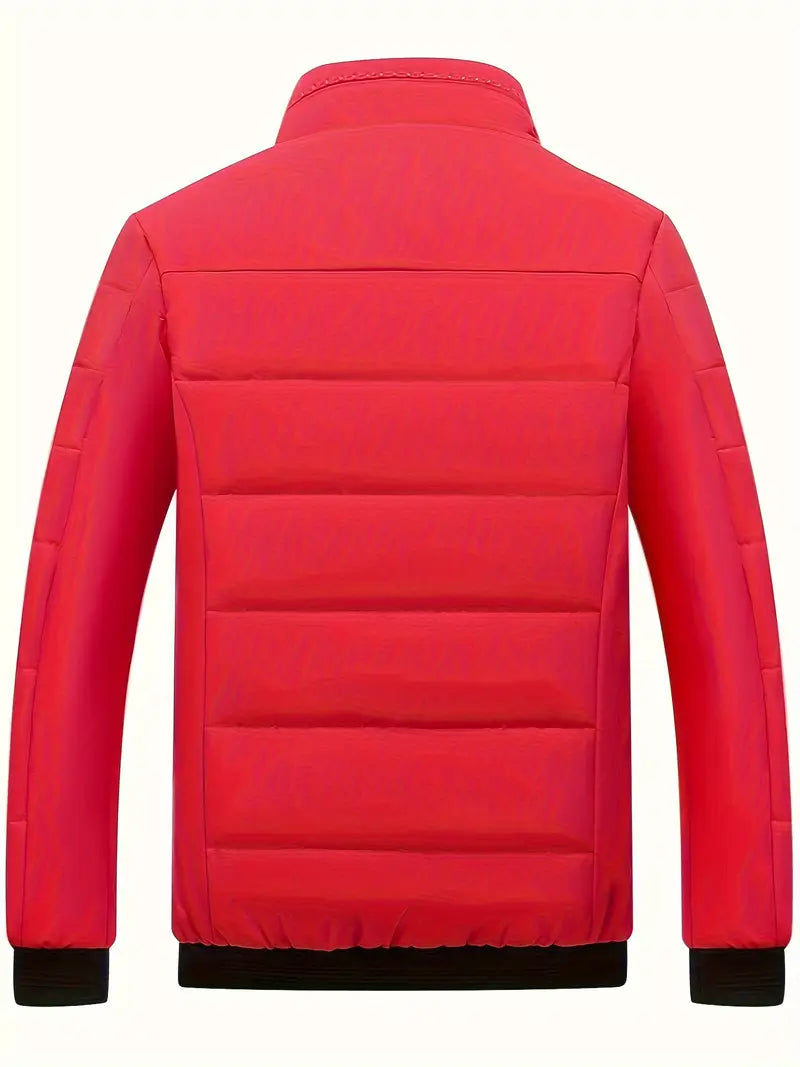 Herren Polyesterjacke Regular Fit Fleece Innenfutter Reißverschluss Stehkragen Leicht Warm Alltag Outdoor