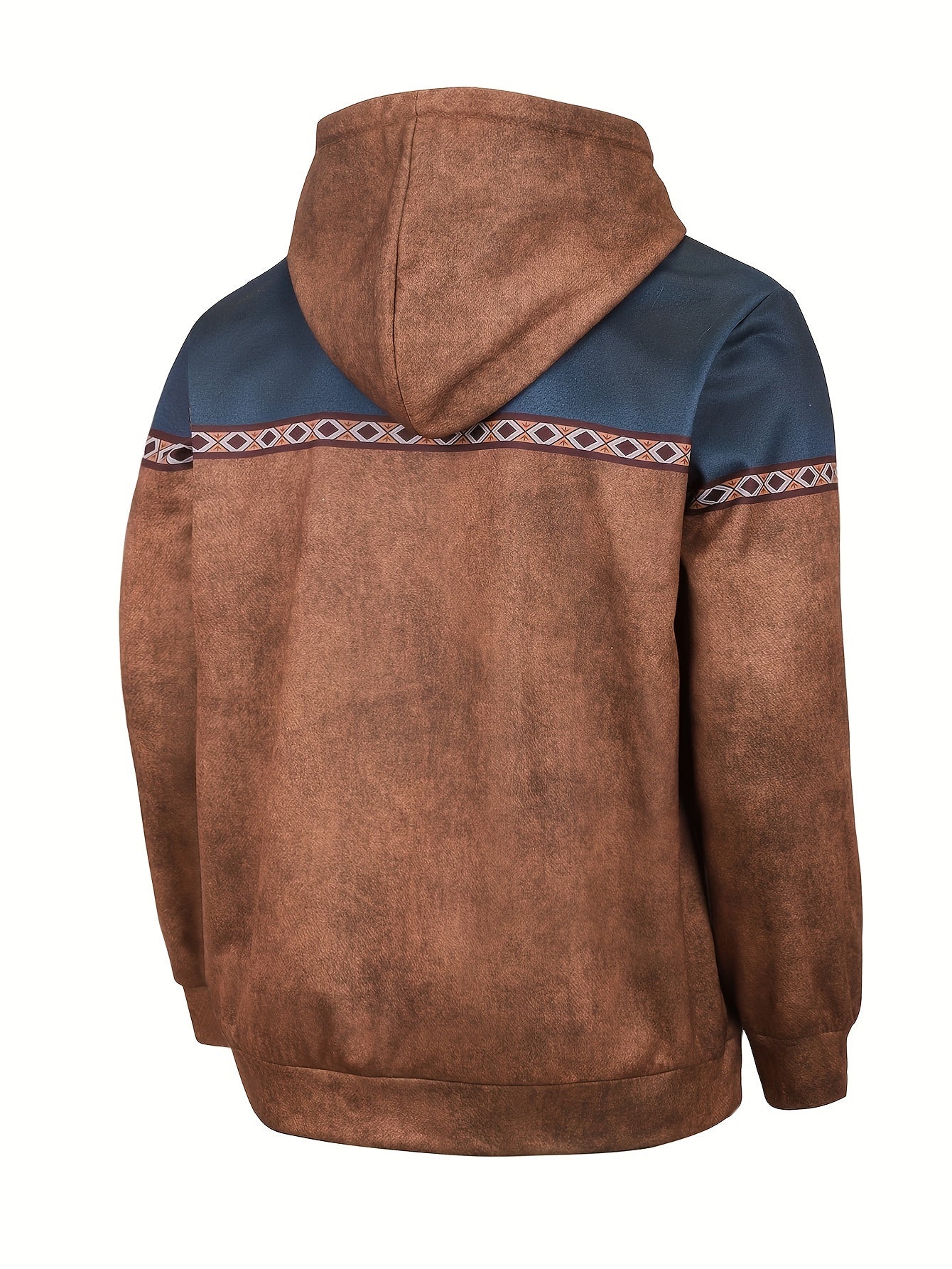 Herren Hoodie Langarm Kapuze Halber Reißverschluss Regular Fit Muster Freizeit Pullover