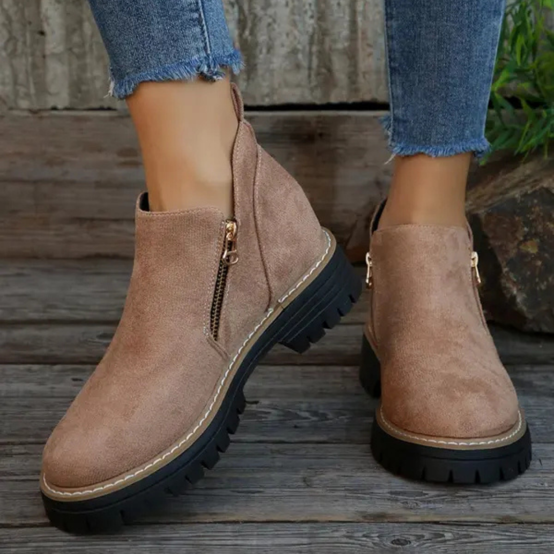 Damenstiefel Reißverschluss-Außensohle ist rutschfest und bequem im Chelsea-Stil