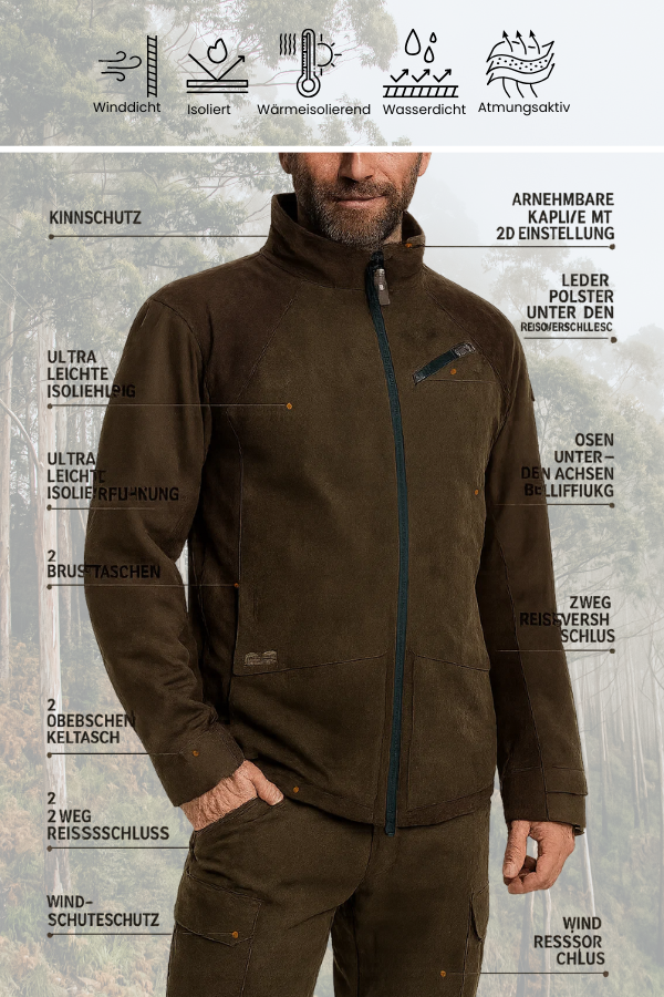 Herren Outdoor-Jacke Regular Fit Wasserdicht Atmungsaktiv Isoliert Jagd Winter Funktional Robust