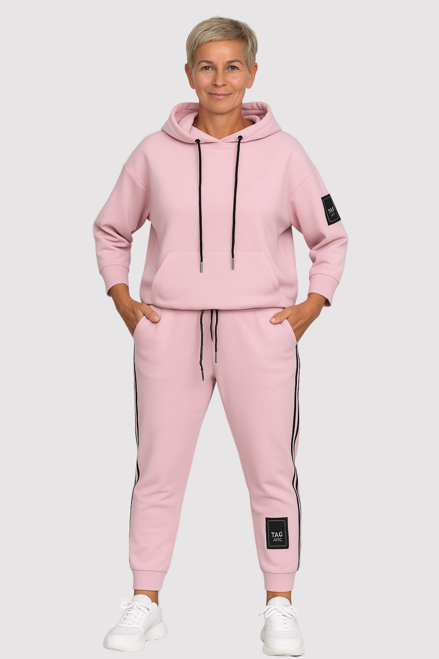Damen Zweiteiler Hoodie mit Kordelzug und Joggerhose Regular Fit Casual Sport Set 2-teilig