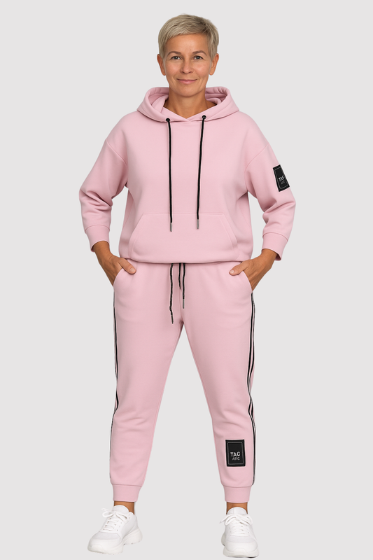 Damen Zweiteiler Hoodie mit Kordelzug und Joggerhose Regular Fit Casual Sport Set 2-teilig