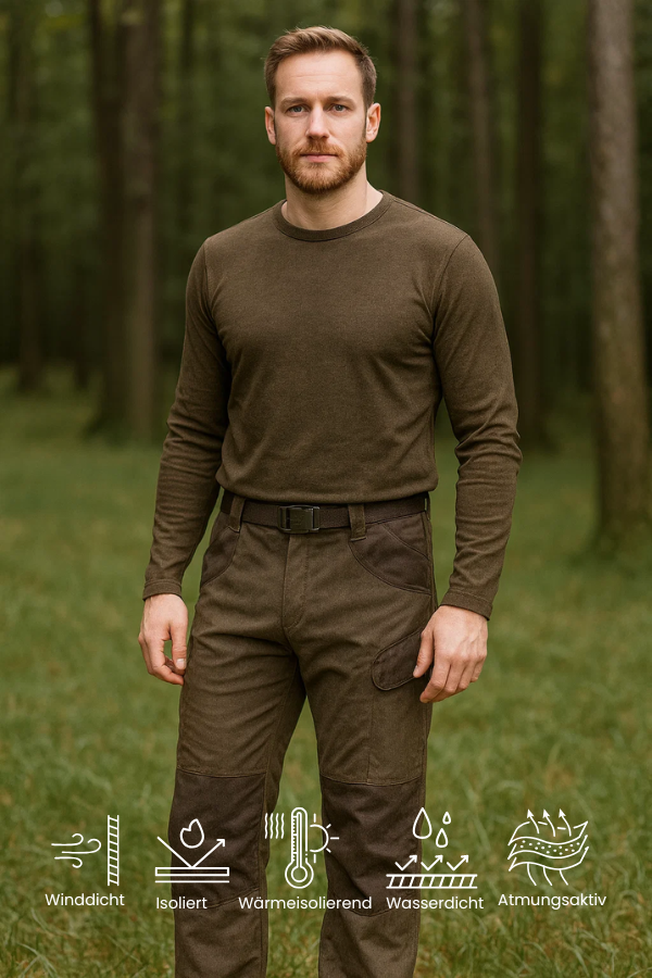 Herren Jagdhose geräuscharm wasserabweisend atmungsaktiv ergonomisch Cargotaschen Belüftung leicht