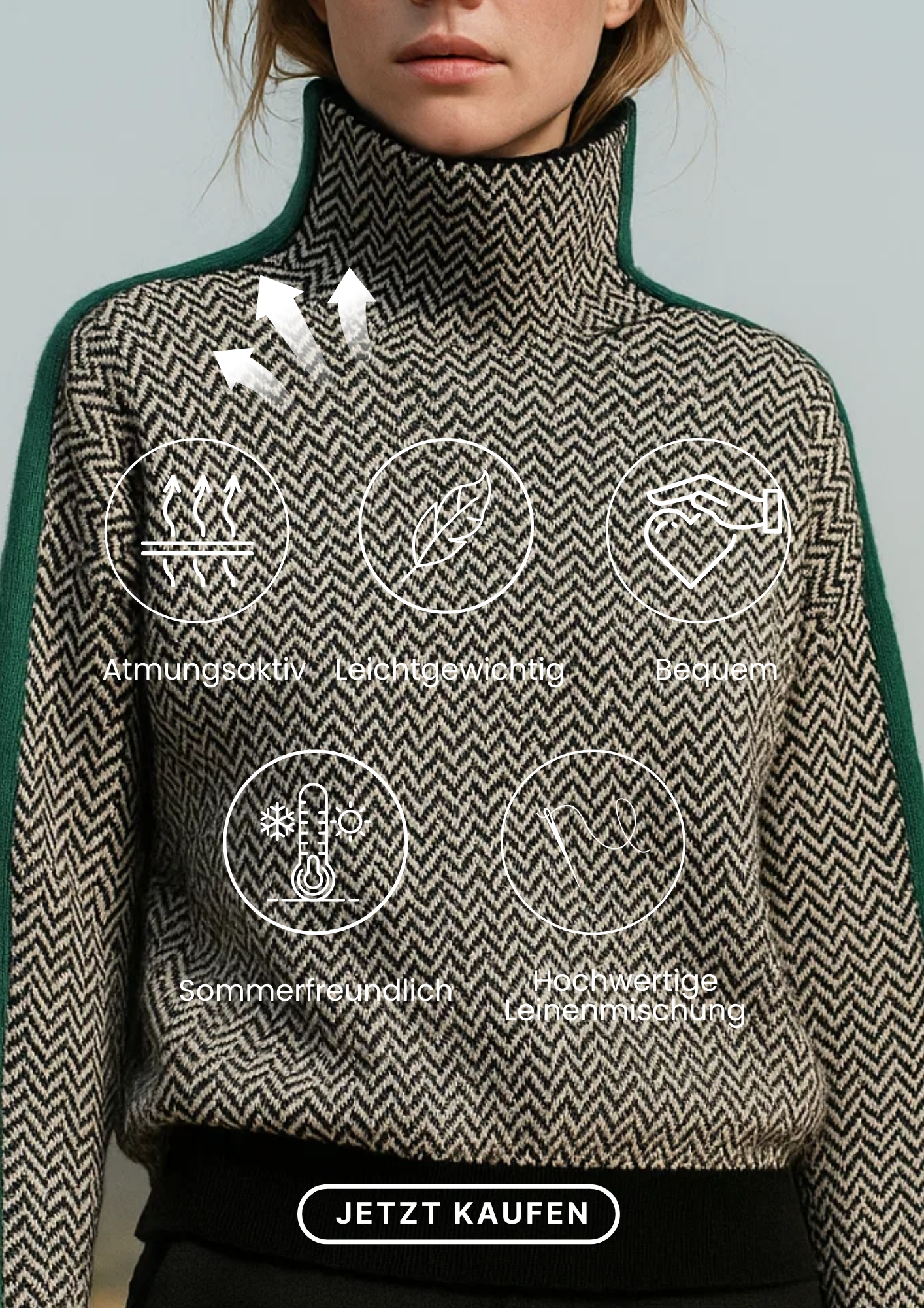 Damen Pullover Stehkragen gestreift bequeme weiche warme moderne Passform