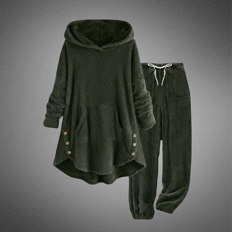 Damen zweiteiliges Set Tunika, Kapuzenhose lose weiche bequeme Freizeit